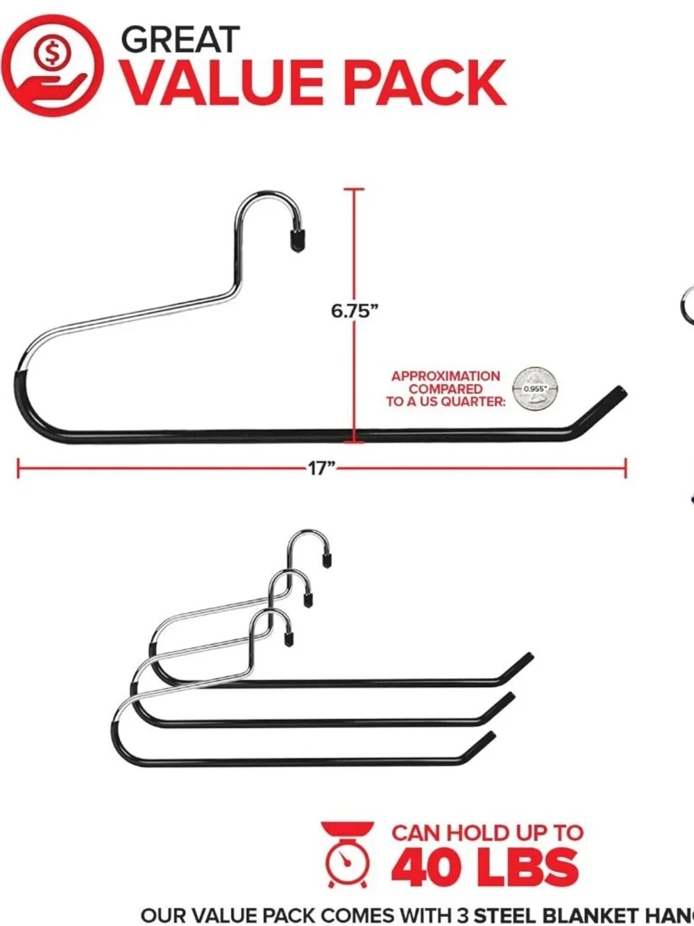 Blanket Hangers (3 Pack) - Stainless Steel